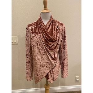 Blank NYC Pink Crushed Velvet Asymmetric Zip Moto Jacket Size Medium